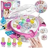 BATTOP Kids Nail Polish Set for Girls, Nail Art Kit for Kids with All-in-One Organizer Nail Dryer, Polish, Stickers, Gems, Filer - Ideas Gift for Girls 6 7 8 9 10 11 12 - Dress-Up Toy