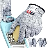 Tesuchan Cutting Gloves, 2 Pairs Cut Resistant Gloves, Cut Proof Gloves Kitchen, Cutting Gloves for Chef, Cut Gloves, Grey