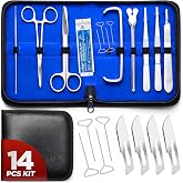 Core Flex Dissection Kit Durable 14-Piece for Medical &amp; Veterinary Students | Dissecting Set with Stainless Steel Scalpel Knife Handle Blades for Medical and Veterinary Students Stainless Steel