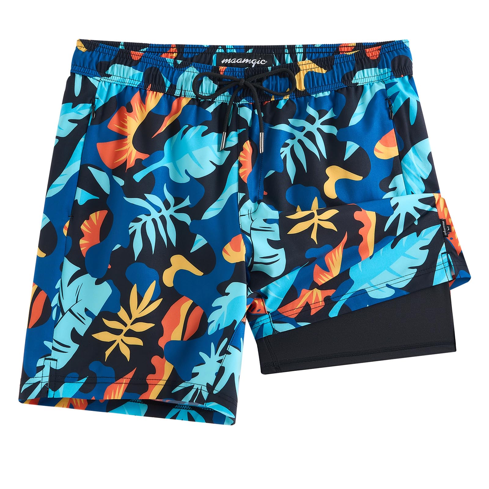 maamgic 2 in 1 Mens Swim Trunks 7 Inch Swim Shorts Swim Suits Board Shorts Image