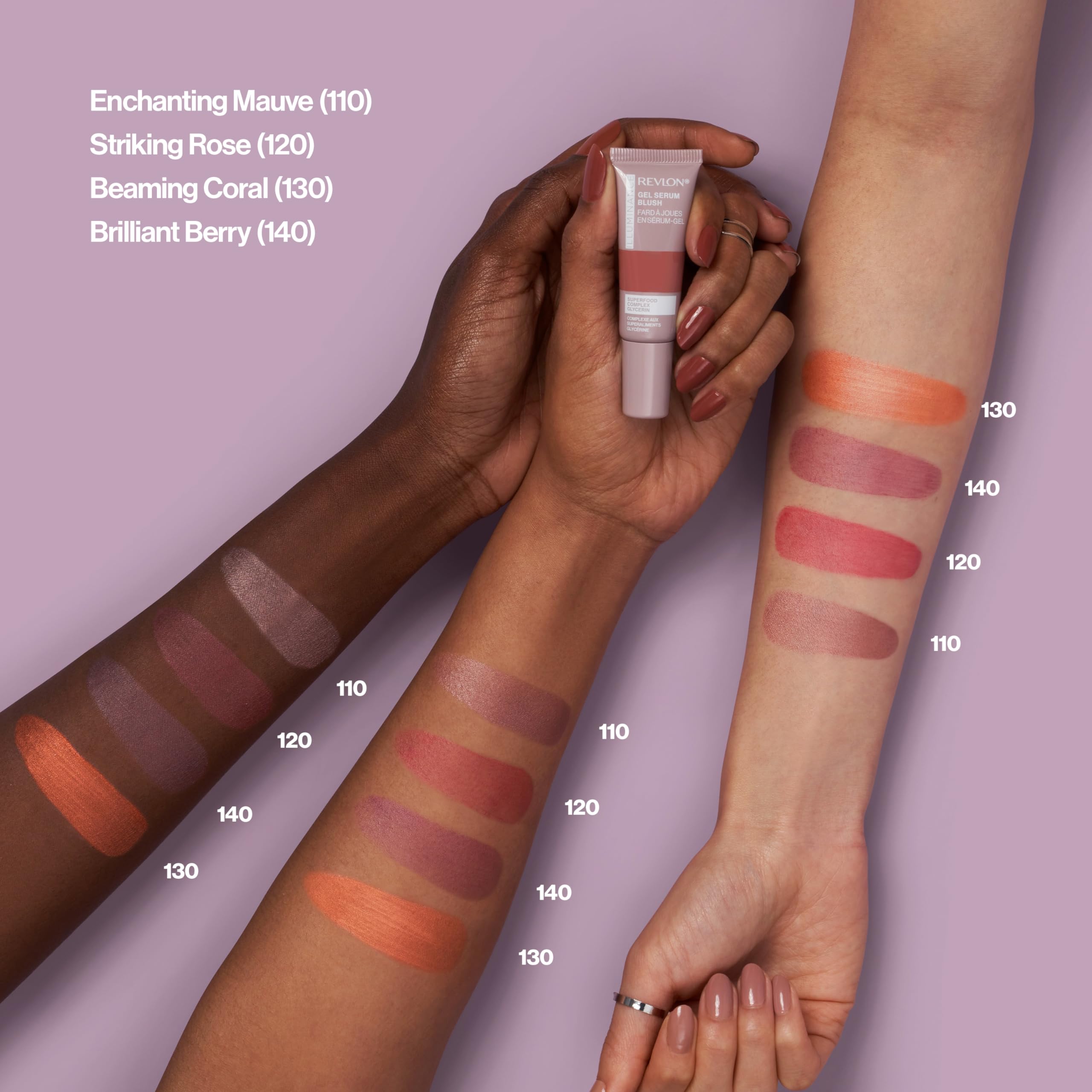 REVLON Illuminance Gel Serum Blush, Visibly Plump Cheeks, Dewy Finish and Hydrates All Day, 110 Enchanting Mauve, 0.37 fl oz.