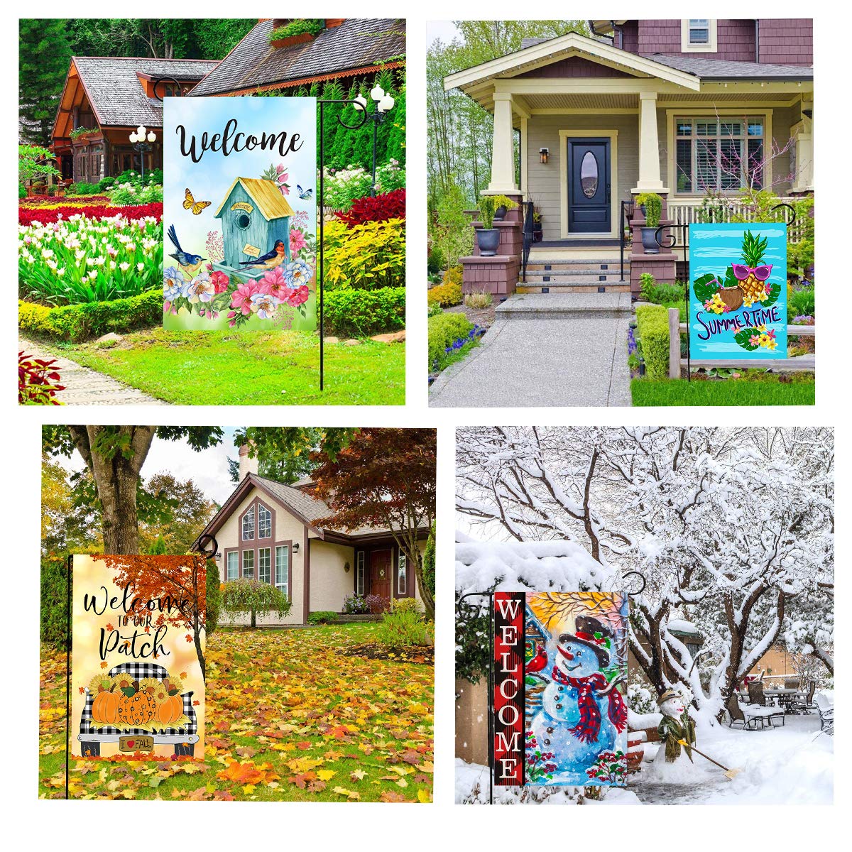 Yileqi Seasonal Garden Flags Set of 12 Double Sided Summer 4th of July Garden Flag, Small Yard Flag for Holiday Outdoor Decorations 12.5x18 Inch, with Free Anti-Wind Clip and Stopper