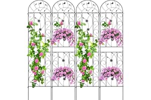 ZBPRESS 4 Pack 86.2x19.7in Metal Garden Trellis for Climbing Plants,Black Large Trellis for Climbing Plants Outdoor,Vegetables Flower Support,Large Decorative Outdoor Trellis (Black C - 4PCS)