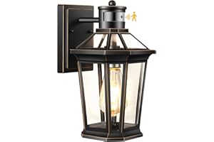 VIANIS Motion Sensor Outdoor Wall Lantern, Black Waterproof Dusk to Dawn LED Exterior Wall Sconce, Anti-rust Aluminum Modern Outdoor Lights Fixtures Wall Mount for Porch, Entryway, Garage, Front Door