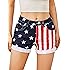 YXLUOKY 4th of July Gifts Jean Shorts Womens American Flag Jorts 4" Stretchy Denim Shorts