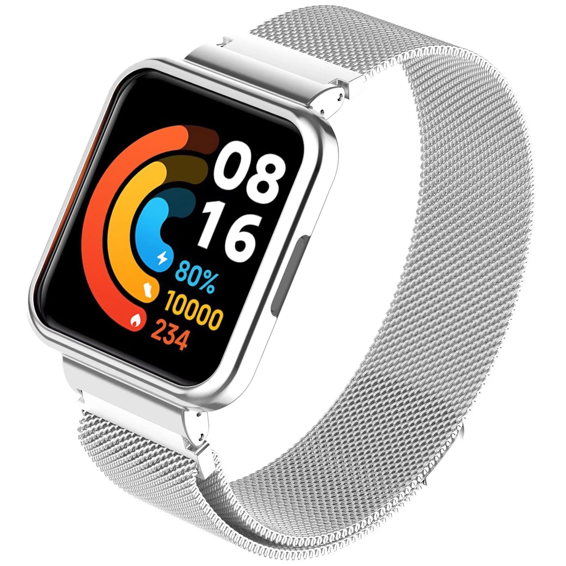 Keecuty Compatible with Xiaomi Mi Watch Lite 2 Bracelet Redmi Watch 2, Metal Xiaomi Mi Watch Lite 2 Replacement Strap Waterproof Stainless Steel Replacement Wrist Strap Accessory Watch Strap for