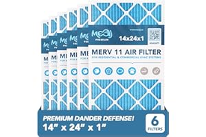 14x24x1 Air Filter (6-PACK) | MERV 11 | MOAJ Premium Allergen Defense | BASED IN USA | Pleated Replacement Air Filters for AC & Furnace Applications | Actual Dimensions: 13.70” x 23.70” x 0.75” (in.)