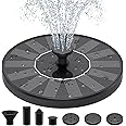 Solar Water Fountains,Solar Powered Bird Bath Fountain with 6 Nozzles - Free Standing Floating Solar Fountains for Bird Bath, Garden, Pond, Pool (Black-1.4W)