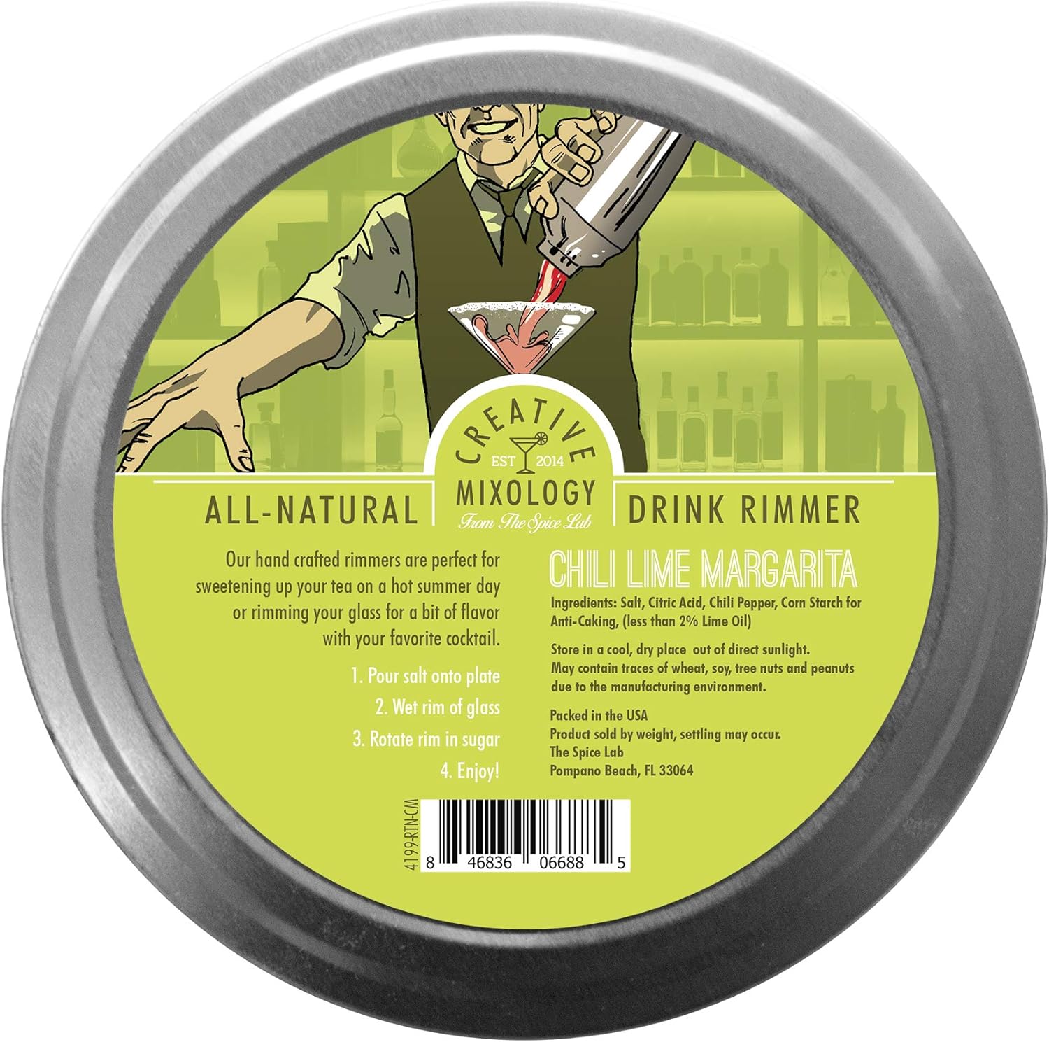  | The Spice Lab Glass Cocktail Rimmer for Martinis & Margaritas - Drink Rimmer- Gluten Free Non-GMO No MSG All Natural Brand - Rim Sugar or Salt for Cocktails (Chili Lime Salt): Rimming Salts & Sugars