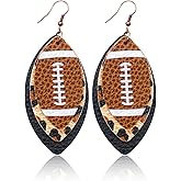 ONLYJUMP Colorful Layered Football Dangle Earrings For Women Glitter Faux Leather Football Sports Lover Teardrop Earrings Unique Fashion Sequined Leather Football Earrings Jewelry Gift