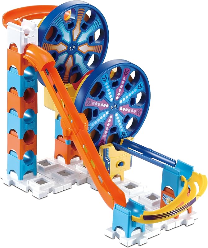 Vtech - marble rush fun fair set eletrônico m200e, circuito interativo de mármore e brinquedo de construção para crianças +4 anos, duas rodas gigantes eletrônicas e mais acessórios, versão esp