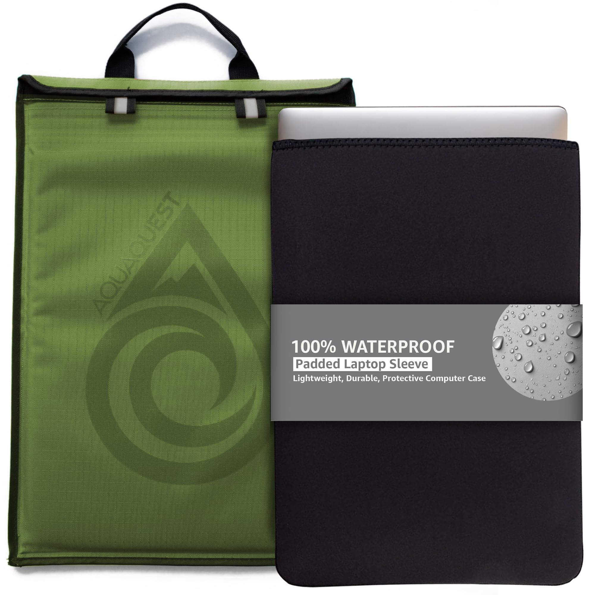Aqua Quest Storm Laptop Case - 100% Waterproof Pouch for Apple, Samsung, Acer, Dell, Asus, Lenovo, HP Lightweight Sleeve - 11, 13, 15, 17 inch, Black, Red, Green, Blue, Grey, Camo (17 inch, Green)