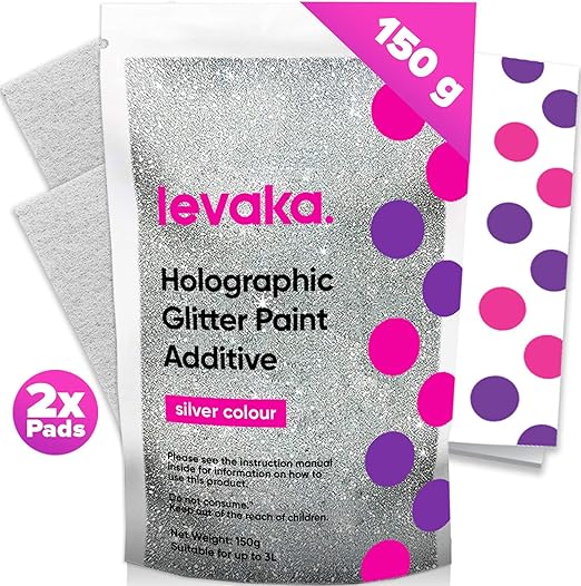 Levaka 150 grammes Additif Paillette pour Peinture Argenté 2 Tampons