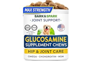 Glucosamine Dog Treats - Joint Pain Relief Supplement - Advanced Formula with Chondroitin, MSM, Omega-3 - Hip & Joint Care - 