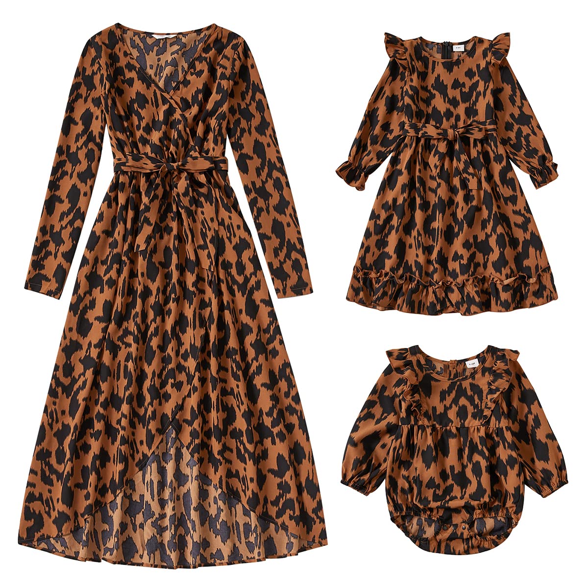 Mommy and Me Matching Dresses Floral Printed Split Ruffled Boho A-Line ...
