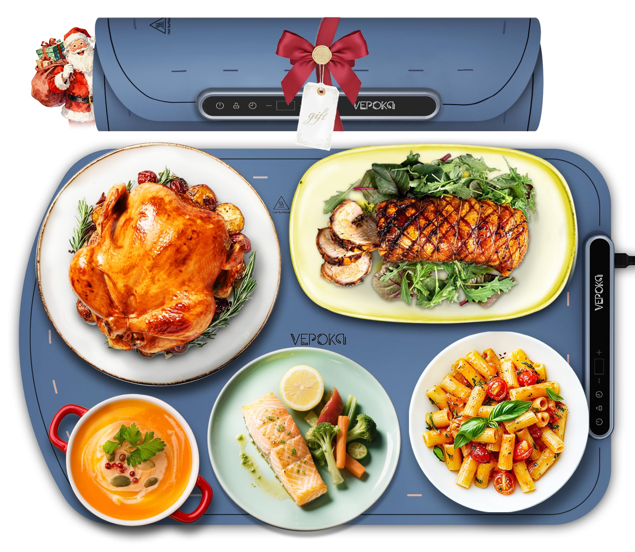 Warming Mat for Food, VEPOKA Food Warmer Mat for Countertop, Electric Warming Tray with 7 Temp Levels & Auto Shut-Off, Food Warmers for Parties, Ideal Gift for Kitchen & Buffet Use Image