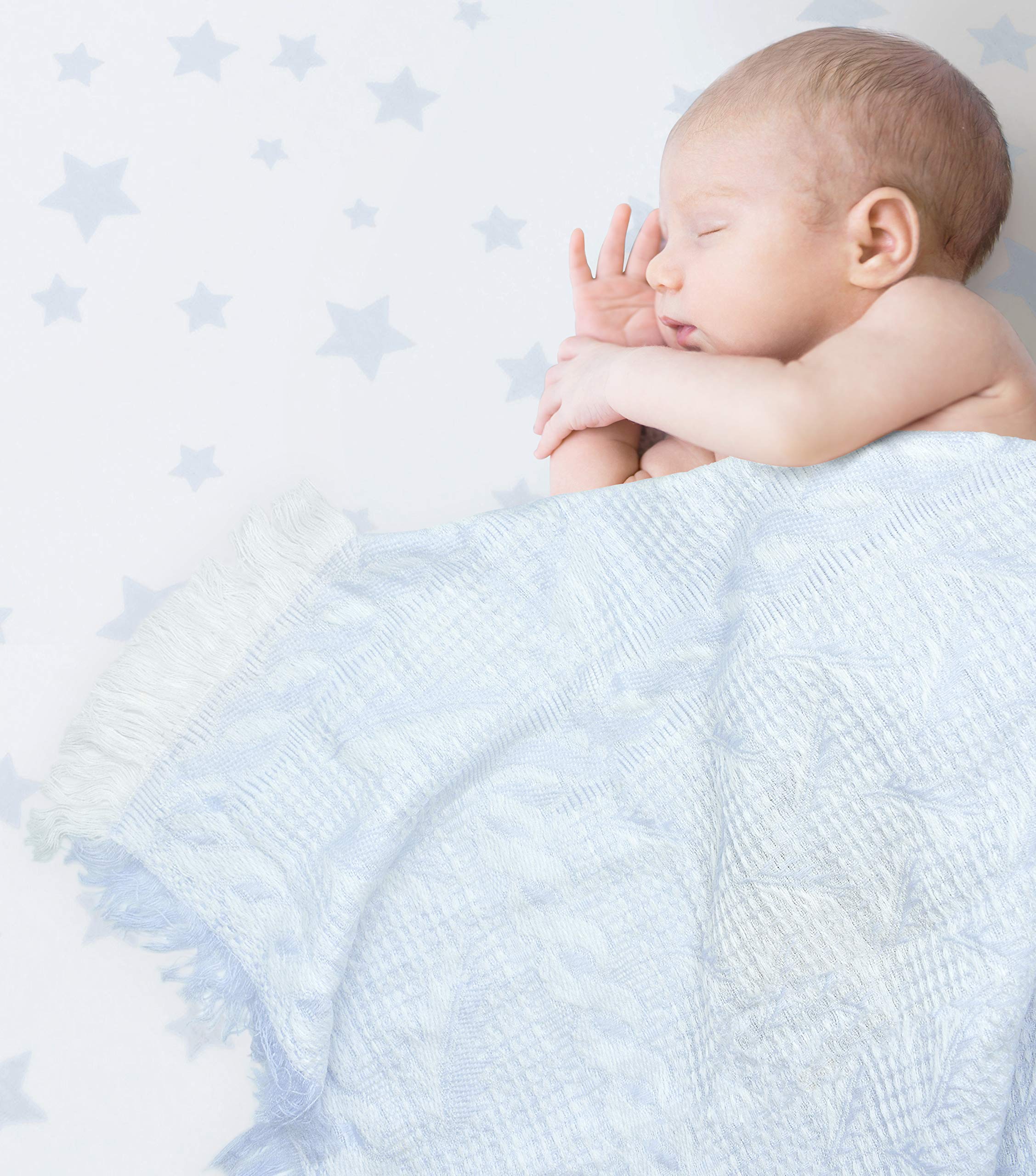 My Little World Large Baby Nursery Shawl Baby Blanket With Fringes 120 X120cm Blue Buy Online In Faroe Islands At Faroedesertcartcom Productid 197972786