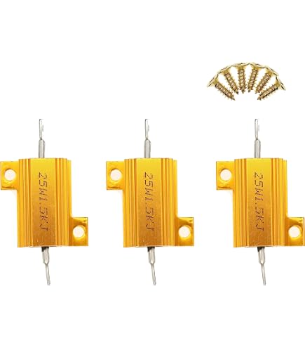 Produktbild von Mdurian 2x Aluminium-Widerstand – 25W, 10 Ohm, 5%, Gold, Mit Schraubfüßen – Für Industrie, Audio, Wechselrichter, Netzteile & Lasttests – Hohe Stabilität