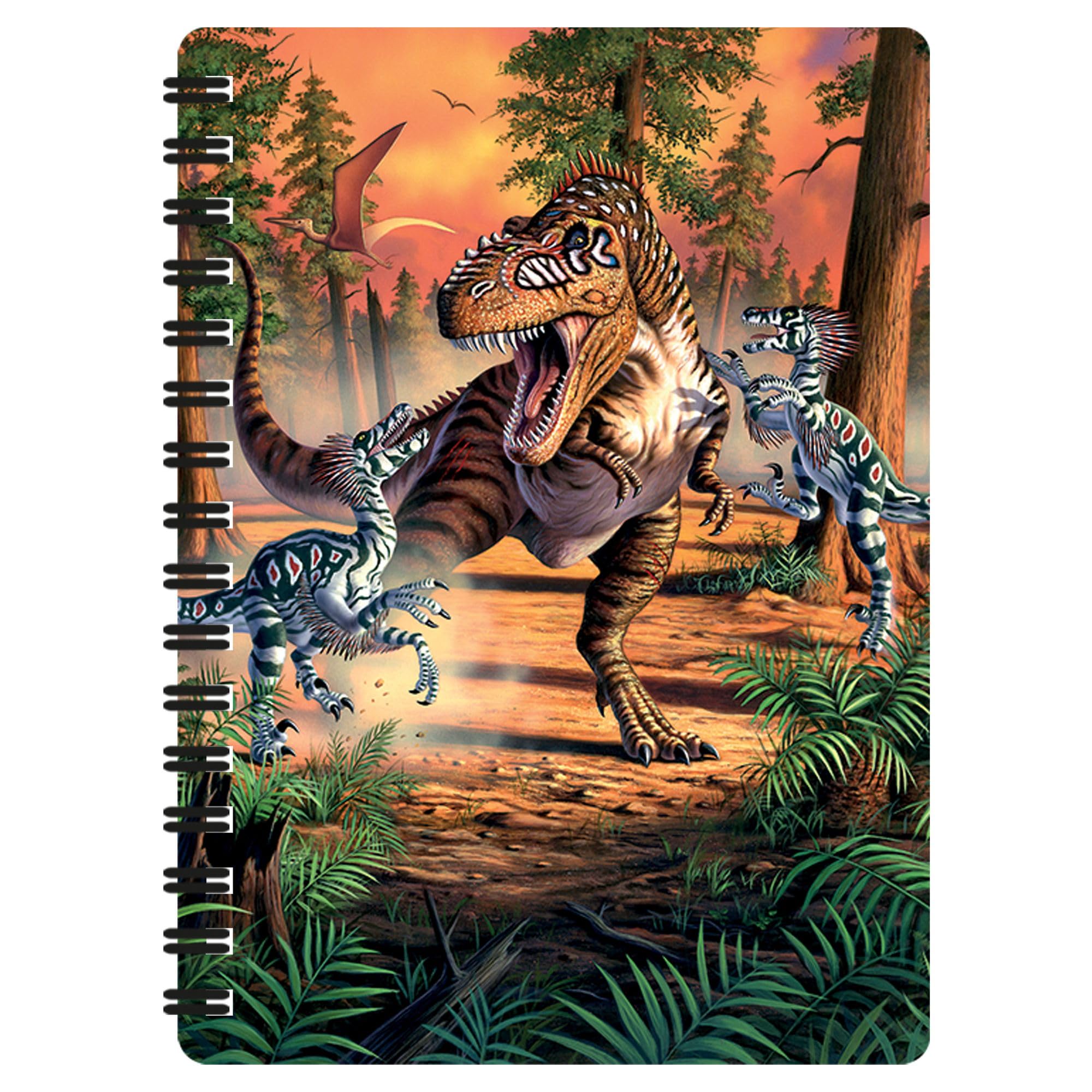 3D LiveLife Jotter - Dino Battle from Deluxebase. Spiral Bound A6 Notebook with 80 Plain Recycled Pages. Pocket Sized Animal Notepad, Journal or Drawing Book with Dinosaur Cover