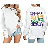 For G and PL Women's Mardi Gras Long Sleeve Crewneck Graphic Sequin Sweatshirt