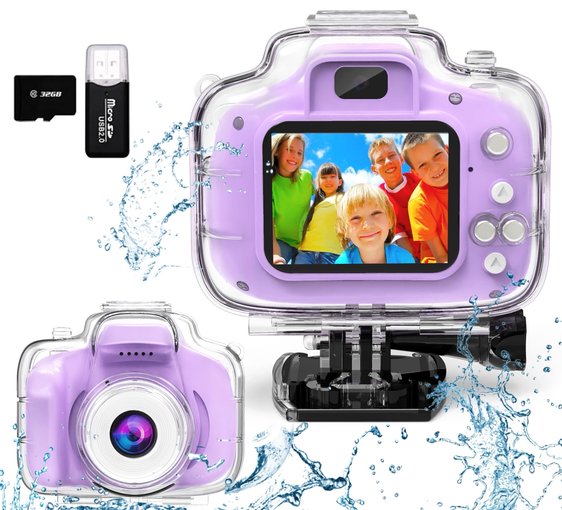 Photo 1 of Kids Camera Waterproof Underwater Camera for 3-12 Year Old Boys Girls 2 Inch IPS Screen 1080P HD Digital Kids Video Camera Indoor Outdoor Action Cameras Best Christmas Birthday Gifts