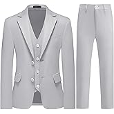 Lamgool Boys Suits Slim Fit Tuxedo Kids Formal Outfit 3-Piece Set with Blazer Vest Pants for Summer Beach Wedding
