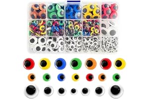 JREMREO 732 Pcs Googly Eyes Set, Multi-Color Wiggle Eyes with Assorted Sizes, Self-Adhesive Craft Eyes for DIY Projects, Scrapbooking, Kids' School Crafting, Halloween and Christmas Decorations