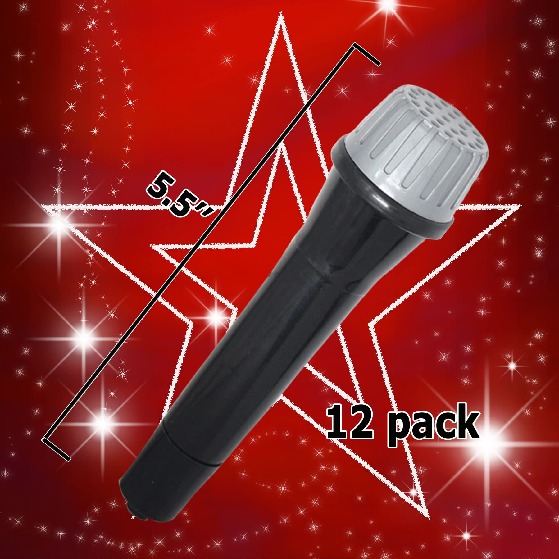 Fake Microphone Prop Costume 12 Toy Plastic Microphones Pretend play Microphone for Kids Toy Microphone for Cosplay, Rockstar, Popstar, Karaoke, Music Party, Sing Birthday, Dance Party, Party Favors