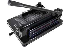 TEXALAN Heavy Duty Guillotine Paper Cutter - 400 Sheets Capacity, A4 12" Stack Paper Trimmer, Steel Base, Black