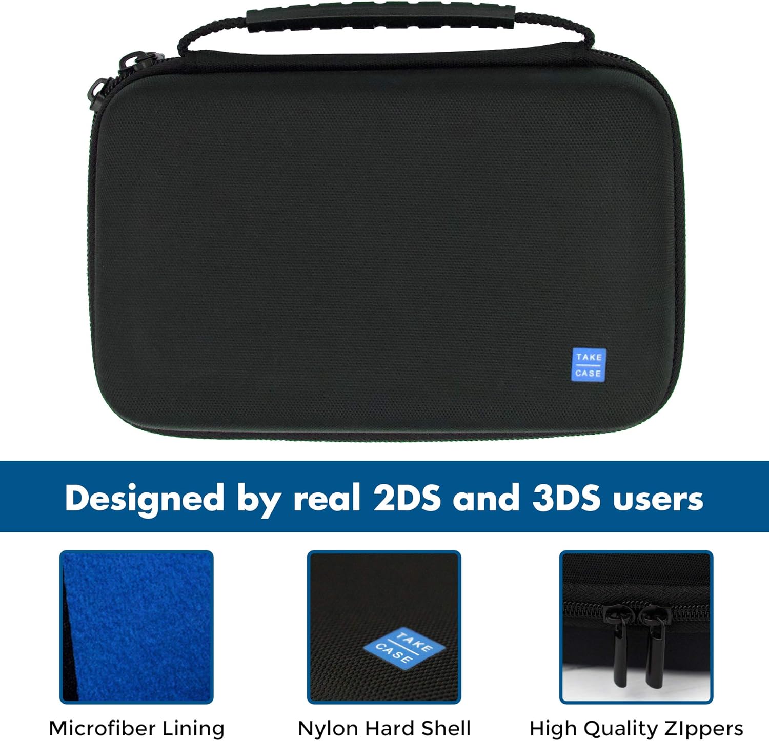 TAKECASE Hard Shell Carrying Case - Compatible with Nintendo 3DS XL and 2DS XL - Fits 16 Game Cards and Wall Charger - Includes Removable Accessories Pouch and Extra Large Stylus Dark Blue: Electronics