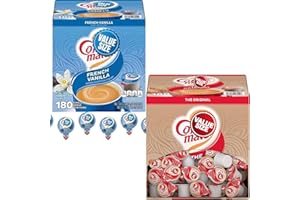 Coffee Creamer Singles, Original & French Vanilla Variety Pack, Liquid Mini Cups, Shelf Stable, 180 Count (2 Pack, Total 360)