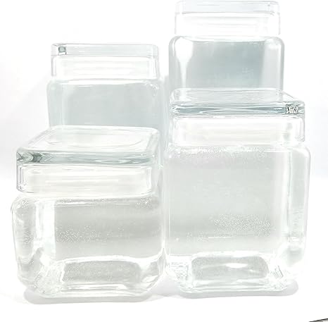Glass Storage Square Stacking Jar And Glass Lid Airtight Canister
