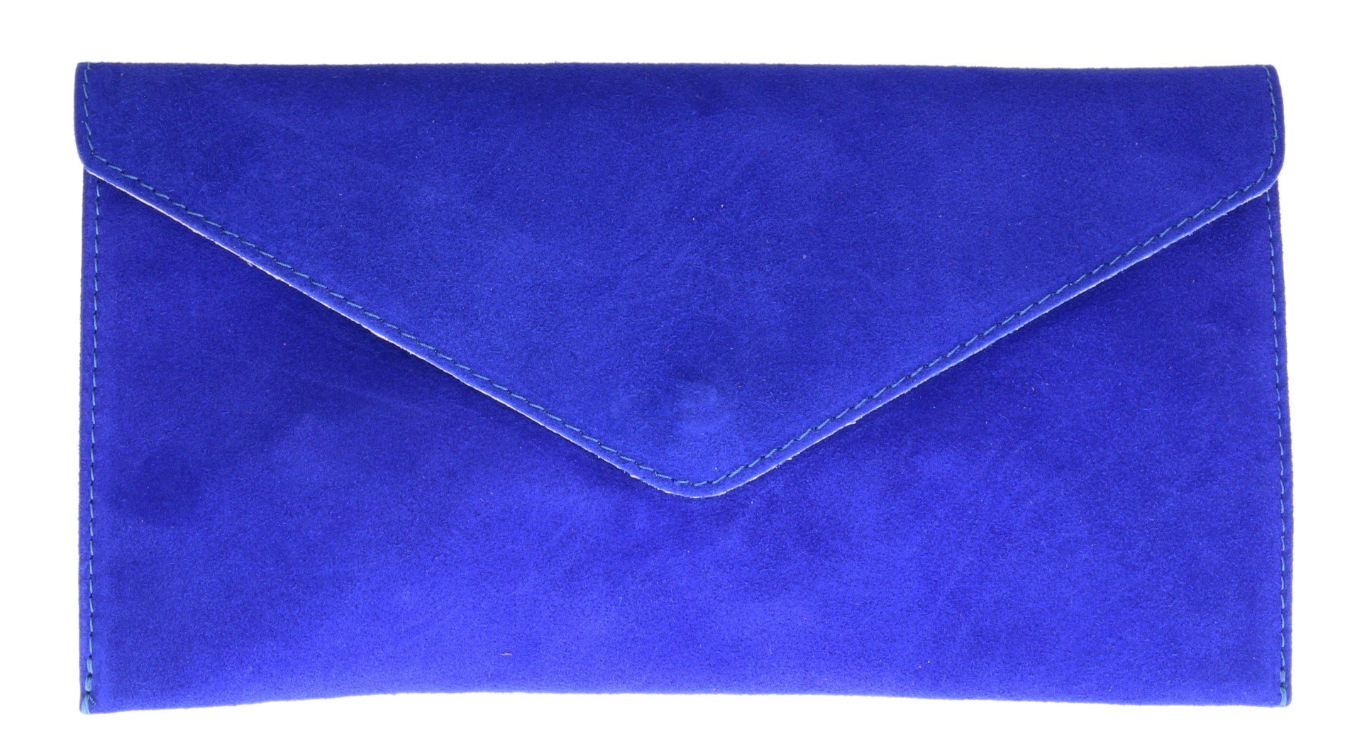 Girly Handbags Womens Italian Suede Leather Envelope Clutch Bag Royal Blue