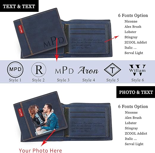Custom Wallets Personalized Photo Wallet Gifts Rfid Blocking For Men Fathers Day At Amazon Men S Clothing Store