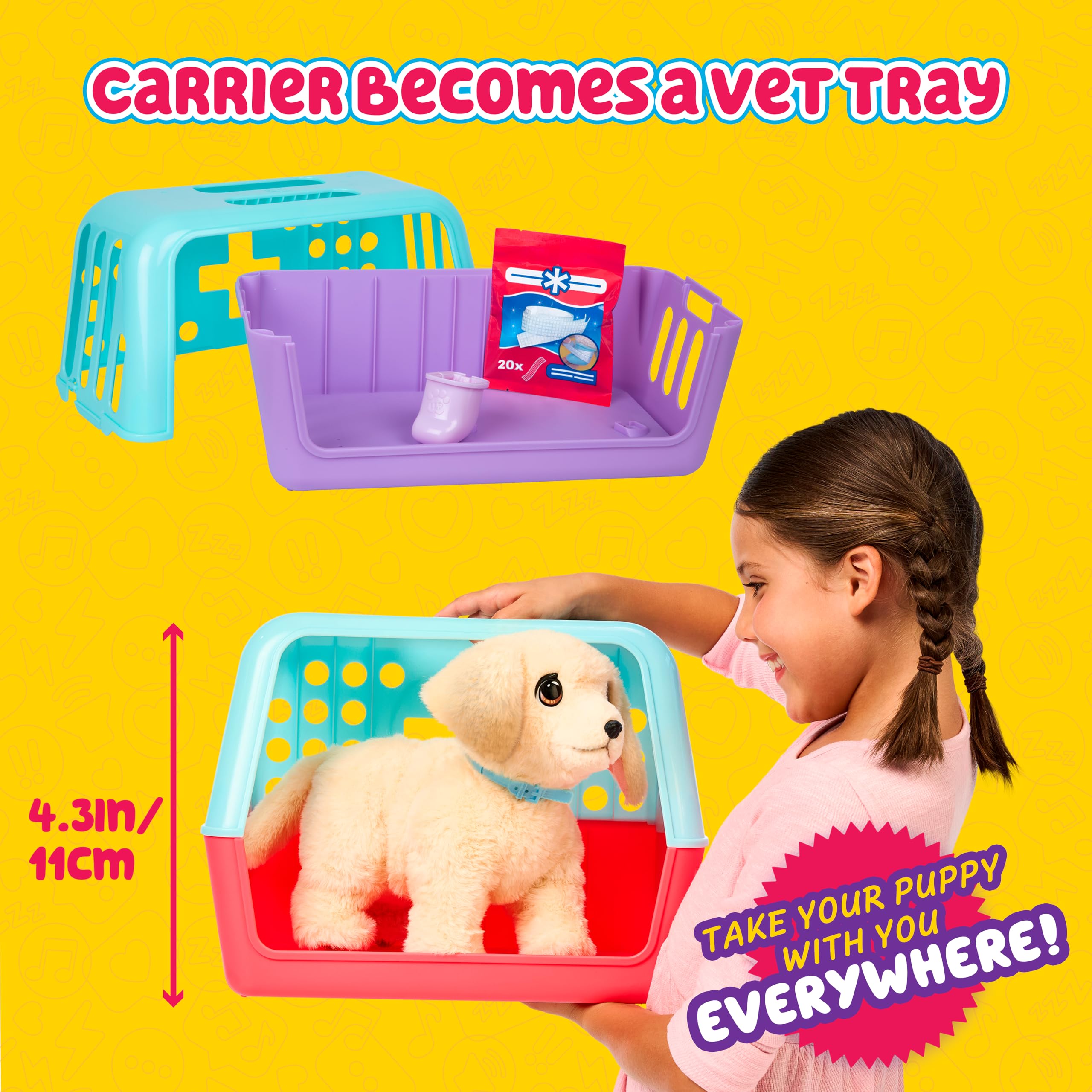 Little Live Pets Ouchies Cooper The Retriever Puppy, 50+ Sounds, Limping to Walking Puppy Toy with Vet Carrier, Interactive Toy Dog for Kids Ages 5+