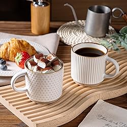 GBHOME 6OZ Stackable Coffee Mugs, Ceramic Coffee