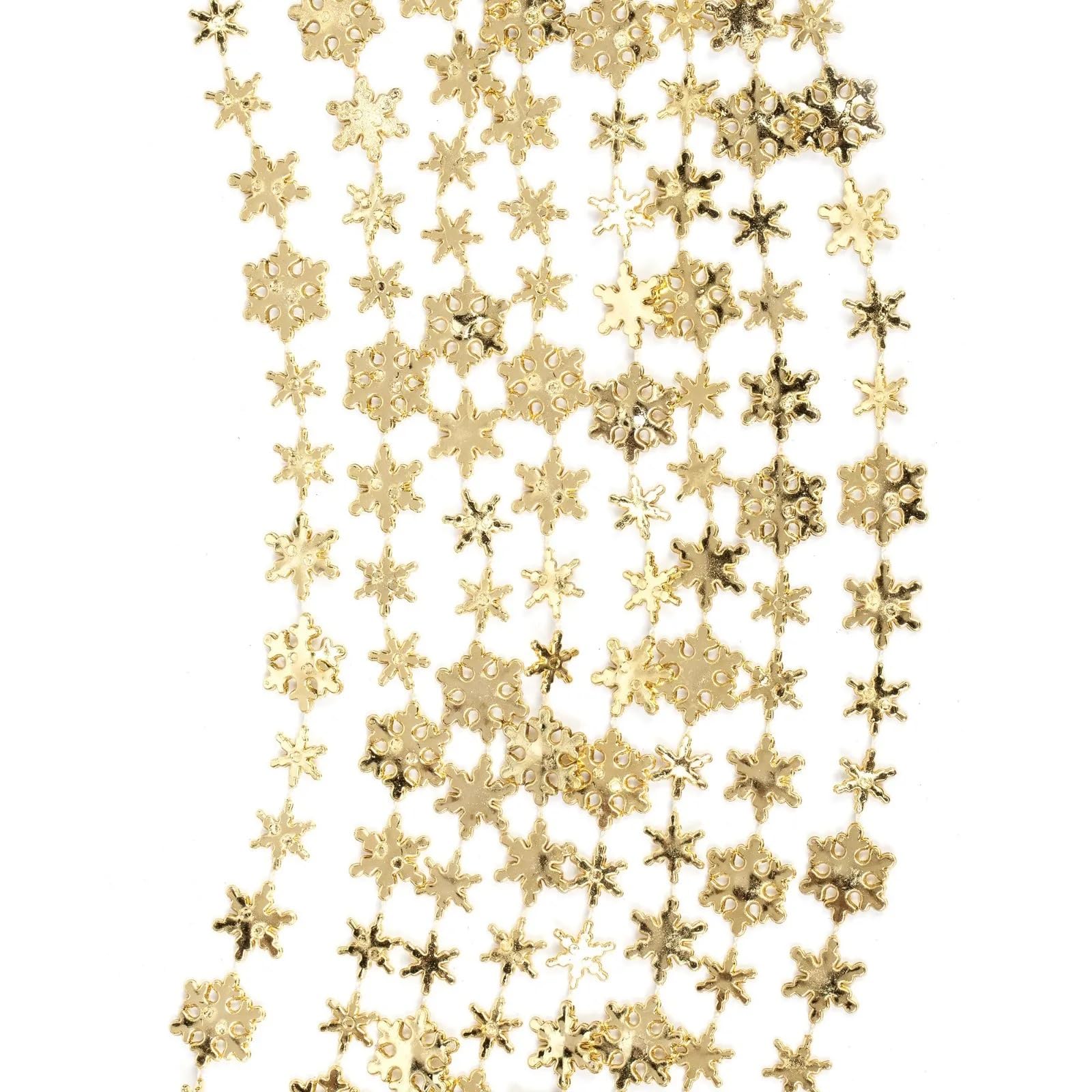 5 Meter Gold & Silver Snowflake Christmas Tree Garland - Festive Chain Decoration (Gold)