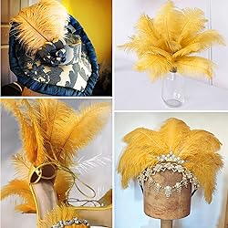 Soarer Gold Ostrich Feathers for Crafts - 15 pcs