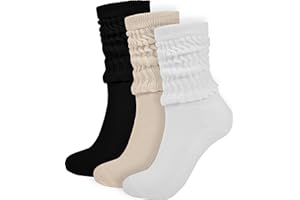 BomKinta Crew Slouch Socks Women - Retro Scrunch Short Sock - Soft Solid Ankle Socks Size 5-11