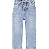 KIDSCOOL SPACE Baby Girls Jeans,Toddler Boy Elastic Waist with D-Ring Square-Shaped Pockets Straight Leg Denim Pants