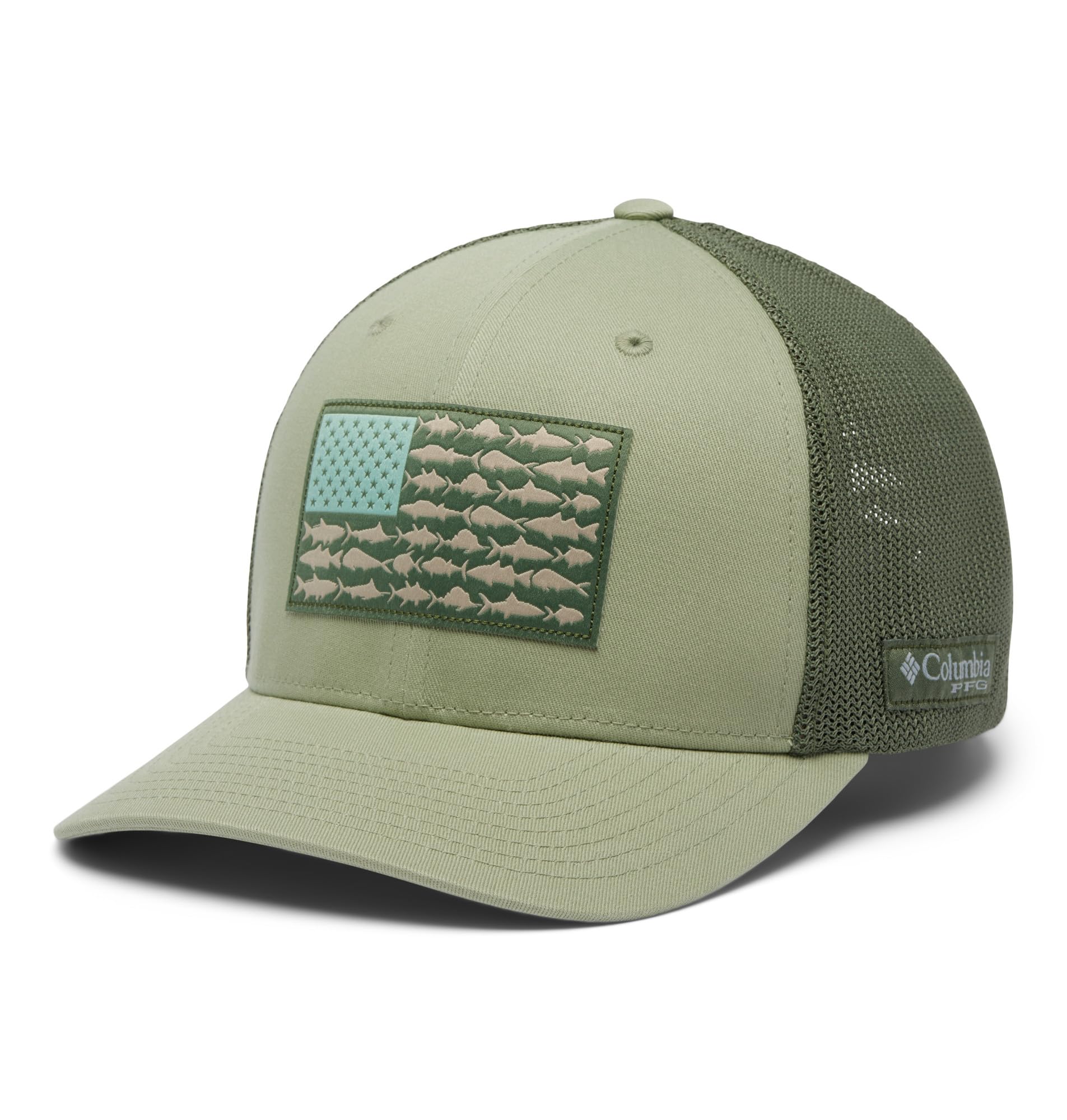 Columbia Unisex PFG Fish Flag Mesh Ball Cap, Smokey Sage/Cypress, S/M Image