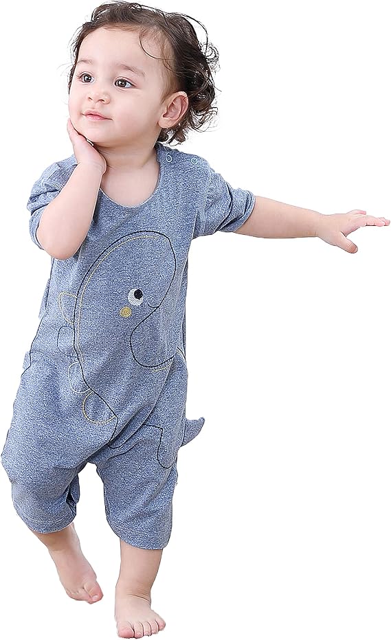 Amazon Co Jp Cotton Fairy ベビー服 恐竜刺繍 男の子 キッズ ロンパース かわいい 幼児 3d 漫画 ジャンプスーツ かっこいい 欧米風 ベビーボーイズ 半袖 袖なし ボディスーツ カバーオールー 服 ファッション小物