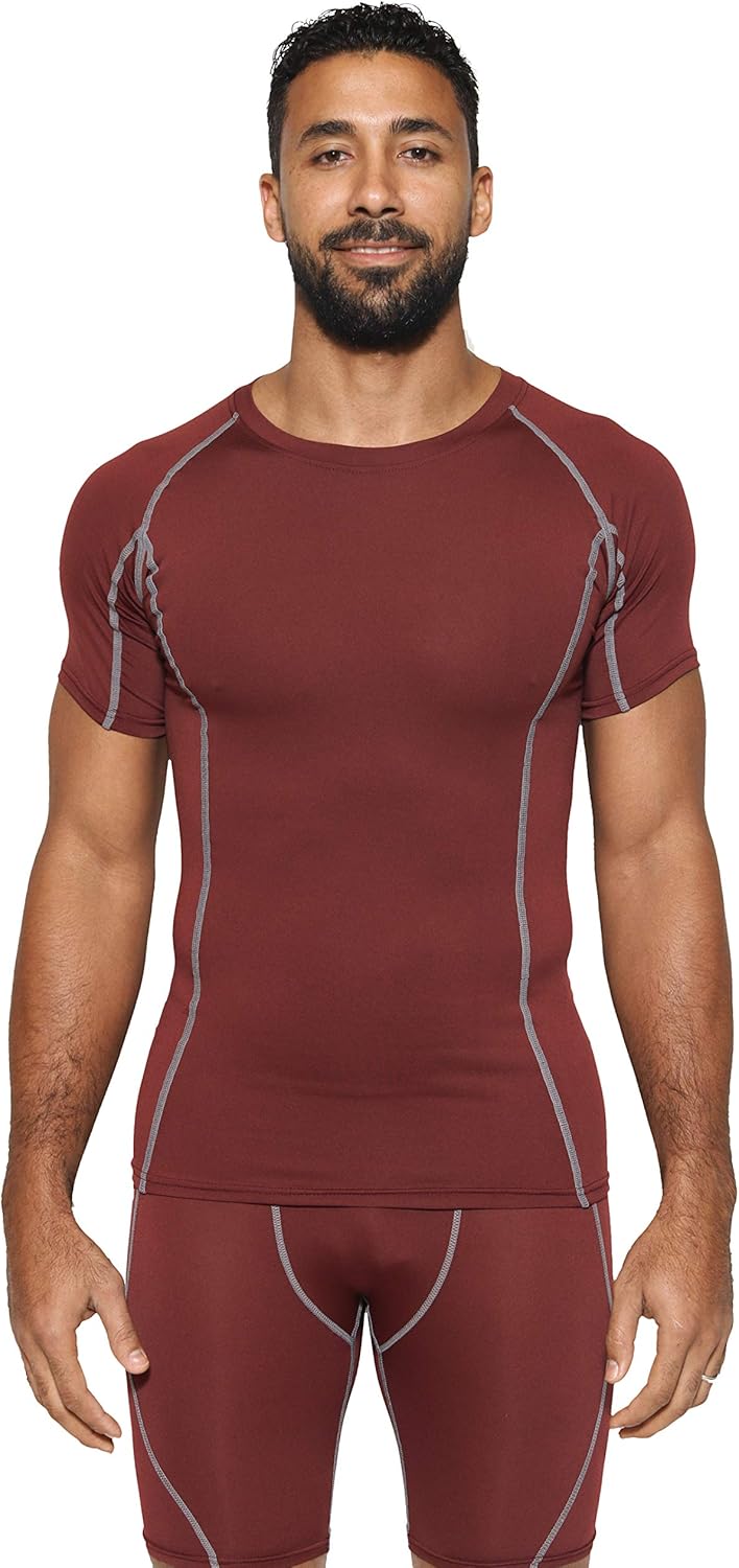 5 Pack: Men's Short Sleeve Compression Shirt Base Layer Undershirts Active Athletic Dry Fit Top at  Men’s Clothing store
