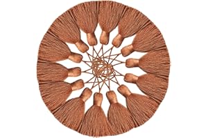 amokk Cute Chunky Bookmark Tassels with Cord Loop for Home Decor Tassels for Jewelry Making, Bookmark, DIY Craft - 5.31 in Length 14 Pieces (Khaki)