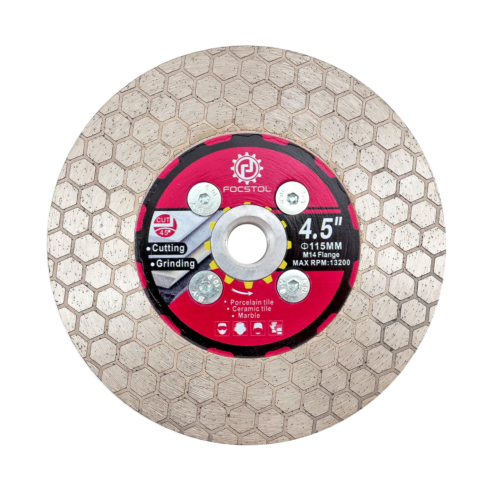 FOCSTOL Diamond Cutting Disc - 115mm Grinding Disc with M14 Flange for Porcelain Ceramic Tile Marble Granite Artificial Stone