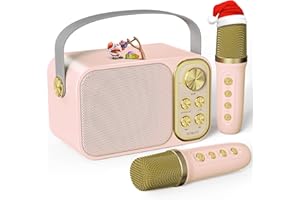 BESCOST Mini Karaoke Machine for Kids with 2 Wireless Microphone, Portable Bluetooth Speaker, Kids Karaoke Machine to Sing Anywhere, for Girls, Ideal for Party, Birthday, Family Meeting