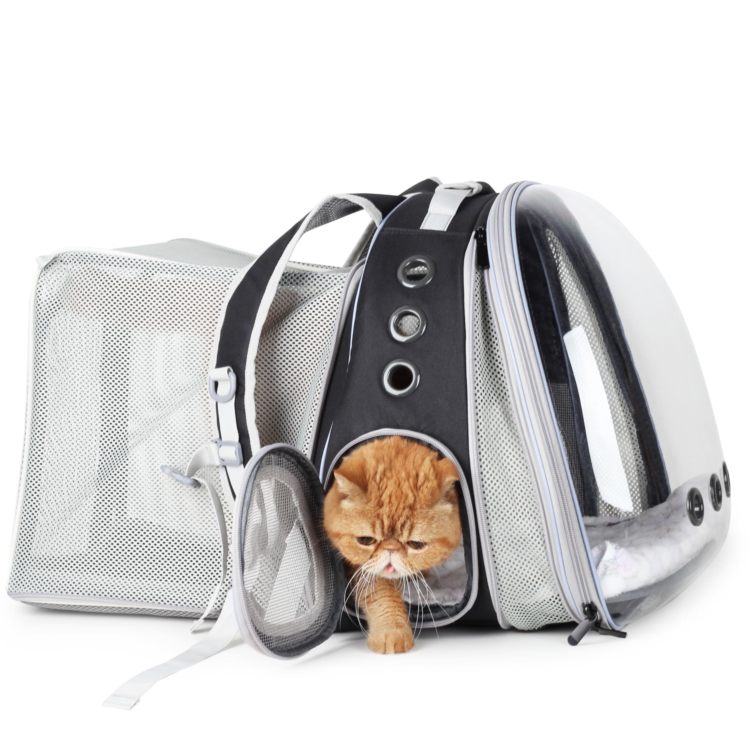 Photo 1 of Lollimeow Cat Carrier Backpack, Bubble Dual Expandable Backpack Carrier, Pets and Small Dogs,Airline-Approved, Designed for Travel, Hiking, Walking & Outdoor Use (Dual Expandable-Black)