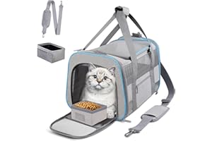 CUSSIOU Cat Carrier Dog Carrier TSA Airline Approved for Small Dogs Cats Under 15 lbs, Collapsible Soft Sided Travel Pet Carrier for Puppy Kitten, Light Grey