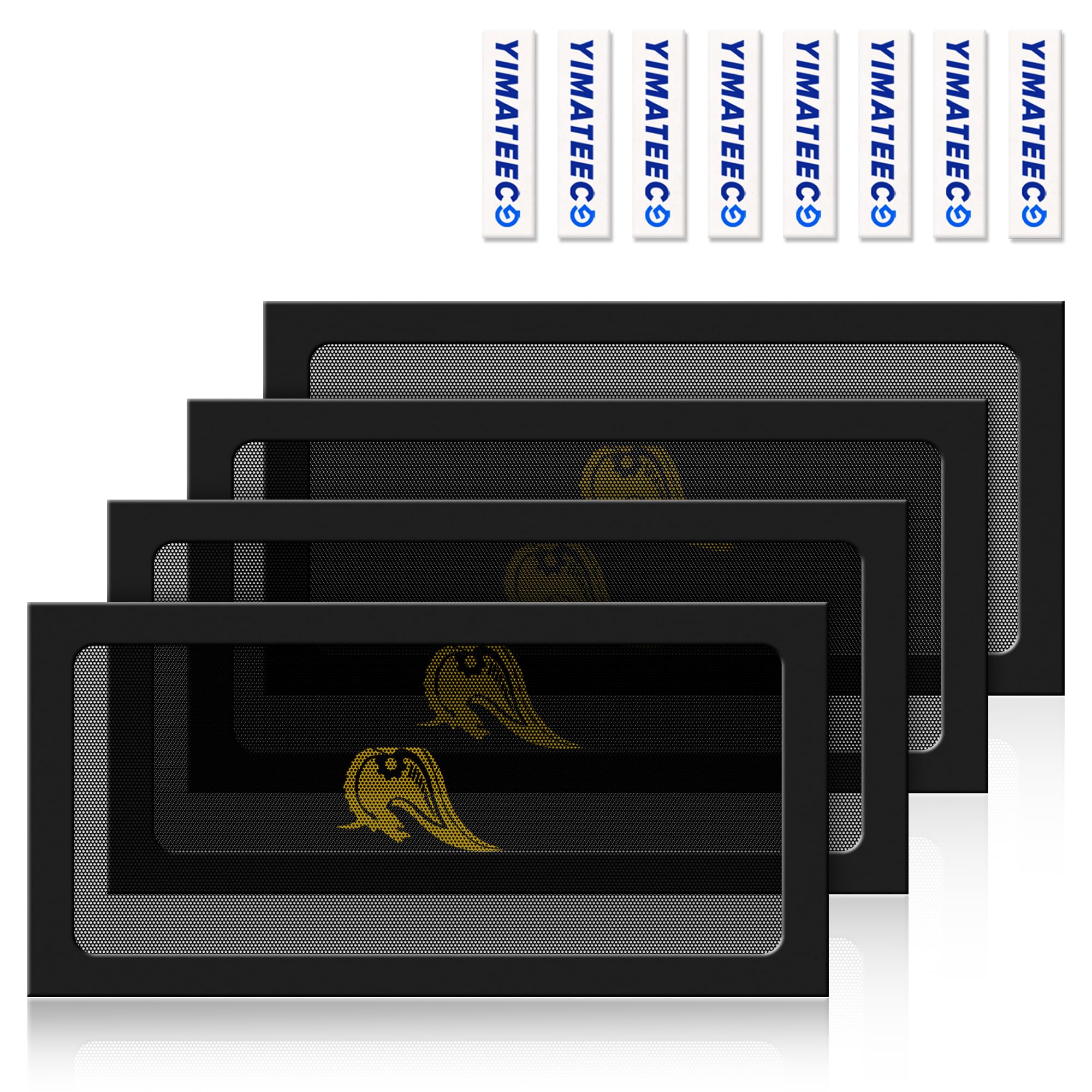 YIMATEECO Magnetic Dust Filter 240mm PC Fan Dust Cover for Computer Cooler, 4 Pack 120 x 240mm PC Case Fan Dust Mesh Grills Dustproof (PVC Gentleman, 4pcs, Black) — image 1