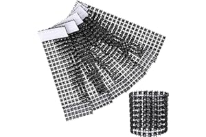 140Pack Black Diamond Rhinestone Napkin Ring Eight Rows Rhinestone Mesh Napkin Holders for Wedding Receptions or Table Decora